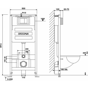 Инсталляция для унитаза Grossman 900.K31.01.000 с клавишей Style белая матовая