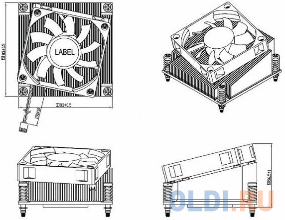 1960050255N001   Вентилятор для CPU LGA1156 S-95W 83*83*56.5mm-SS 12V0.3A P