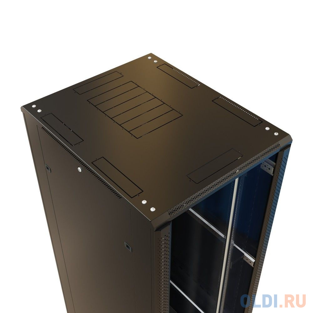 WRline WR-TT-3282-AS-RAL9004 Шкаф напольный 32U, 1610x800х1200 мм (ВхШхГ),  передняя стеклянная дверь со стальными перфорированными боковинами, задняя в Москвe