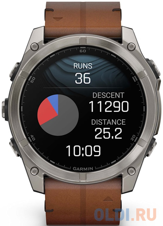 Смарт-часы Garmin Fenix 8 AMOLED Sapphire титановый серый, каштановый кожаный ремешок 51мм