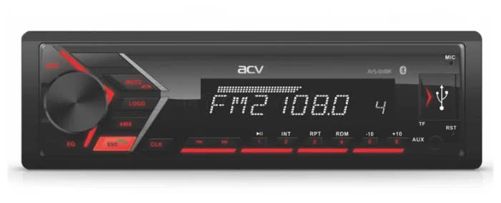 Автомагнитола ACV AVS-814BR 1din/красная/Bluetooth/USB/AUX/SD/FM/4*50