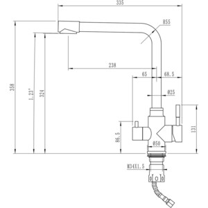 Смеситель для кухни Mixline ML-GS13 (341) с подключением фильтра, молоко (4630099749809)