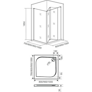 Душевой уголок Good Door Infinity SD+SP 90х100 прозрачный, хром