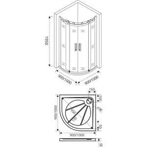 Душевой уголок Good Door Galaxy R-TD 100х100 с поддоном, прозрачный, хром в Москвe