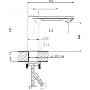 Смеситель для раковины Haiba HB639-3 оружейная сталь (HB10639-3) в Москвe