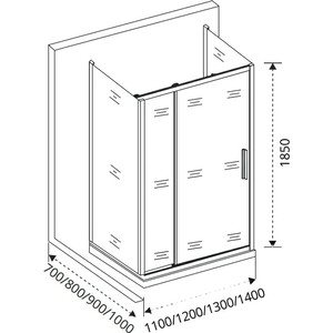 Душевой уголок Good Door Latte WTW+SP+SP 140х80 с поддоном, матовый Grape, хром матовый