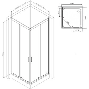 Душевой уголок Am.Pm Gem 90x90 прозрачный, черный (W90G-403-090BT)