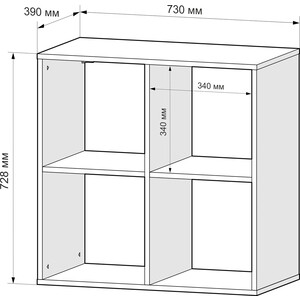 Стеллаж Mebel Ars Калакс 2х2 (дуб сонома) в Москвe