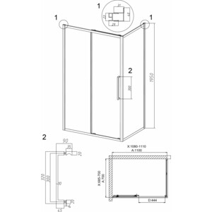 Душевой уголок Grossman Cosmo 110x70 тонированный, черный матовый (120.K33.02.1170.21.10) в Москвe