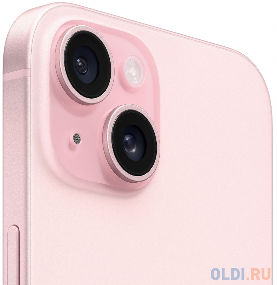 Смартфон Apple A3090 iPhone 15 128Gb розовый моноблок 3G 4G 1Sim 6.1" iOS 17 802.11 a/b/g/n/ac/ax NFC GPS