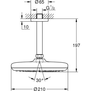 Верхний душ с кронштейном Grohe Tempesta хром (26413000) в Москвe