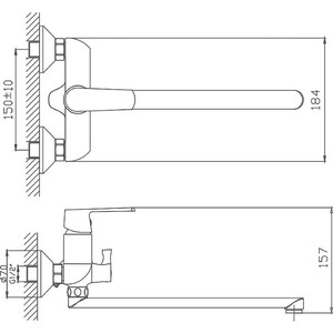 Смеситель для ванны Haiba HB804 универсальный, белый (HB22804)