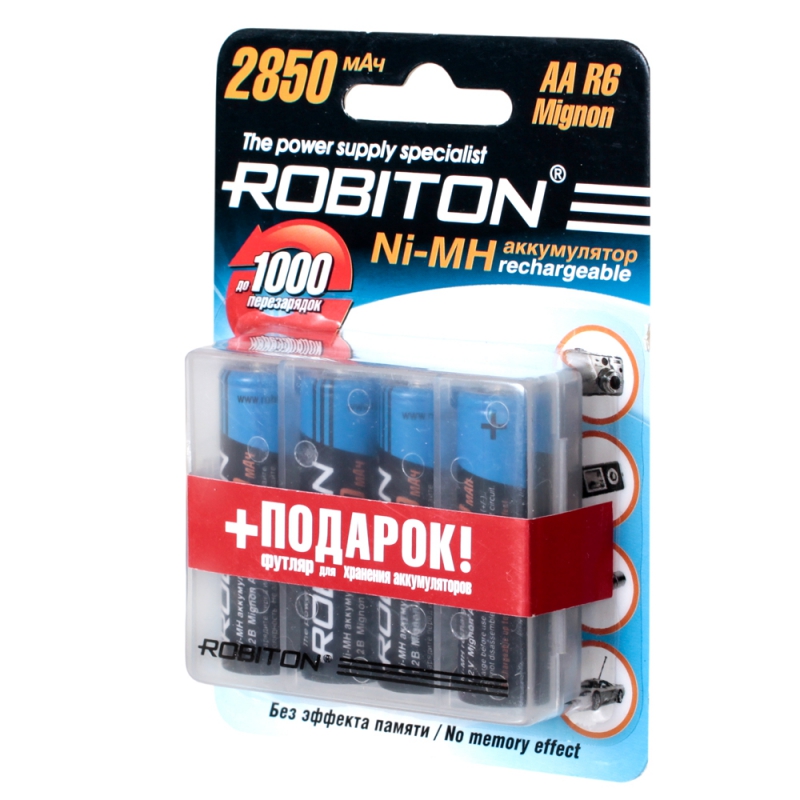 Аккумулятор Robiton AA 2850 mAh (уп 4 шт) + футляр в Москвe