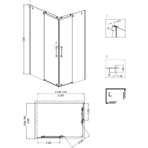 Душевой уголок Grossman Cosmo 120x90 левый, прозрачный, хром (GR-1120L)