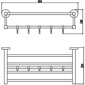 Полка для полотенец Savol серия 87 50 см, 5 крючков, хром (S-508745)