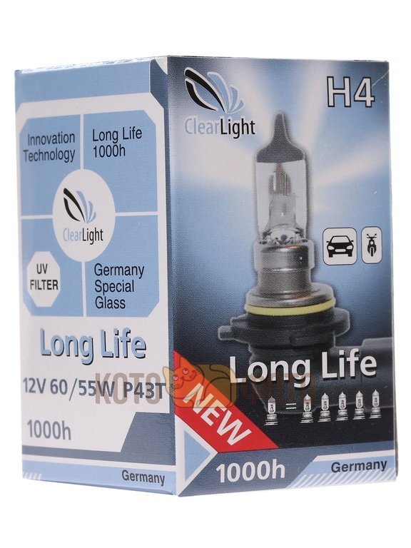 Лампа Clearlight H4 12V-60/55W LongLife MLH4LL в Москвe