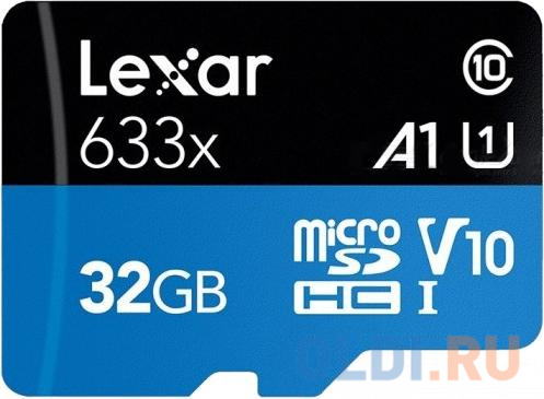 LEXAR 32GB  High-Performance 633x microSDHC UHS-I, up to 100MB/s read 20MB/s write C10 A1 V10 U1, Global в Москвe