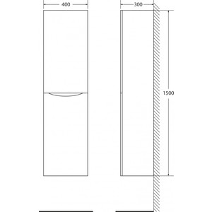 Пенал BelBagno Fly/Marino 40 rovere grigio, левый (FLY-MARINO-1500-2A-SC-RG-P-L) в Москвe