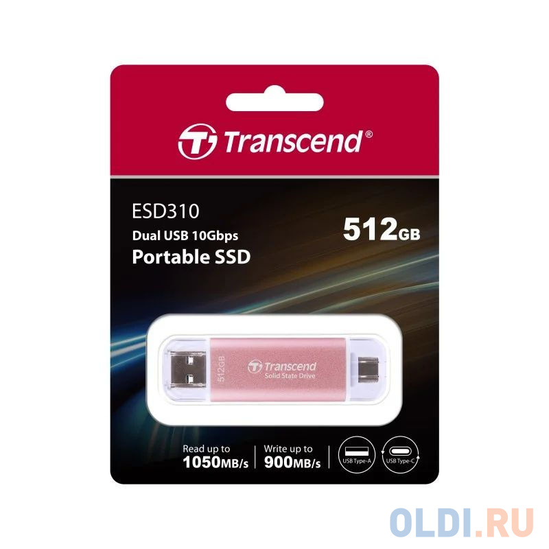 Накопитель SSD Transcend USB-C 512GB TS512GESD310P розовый USB-A в Москвe