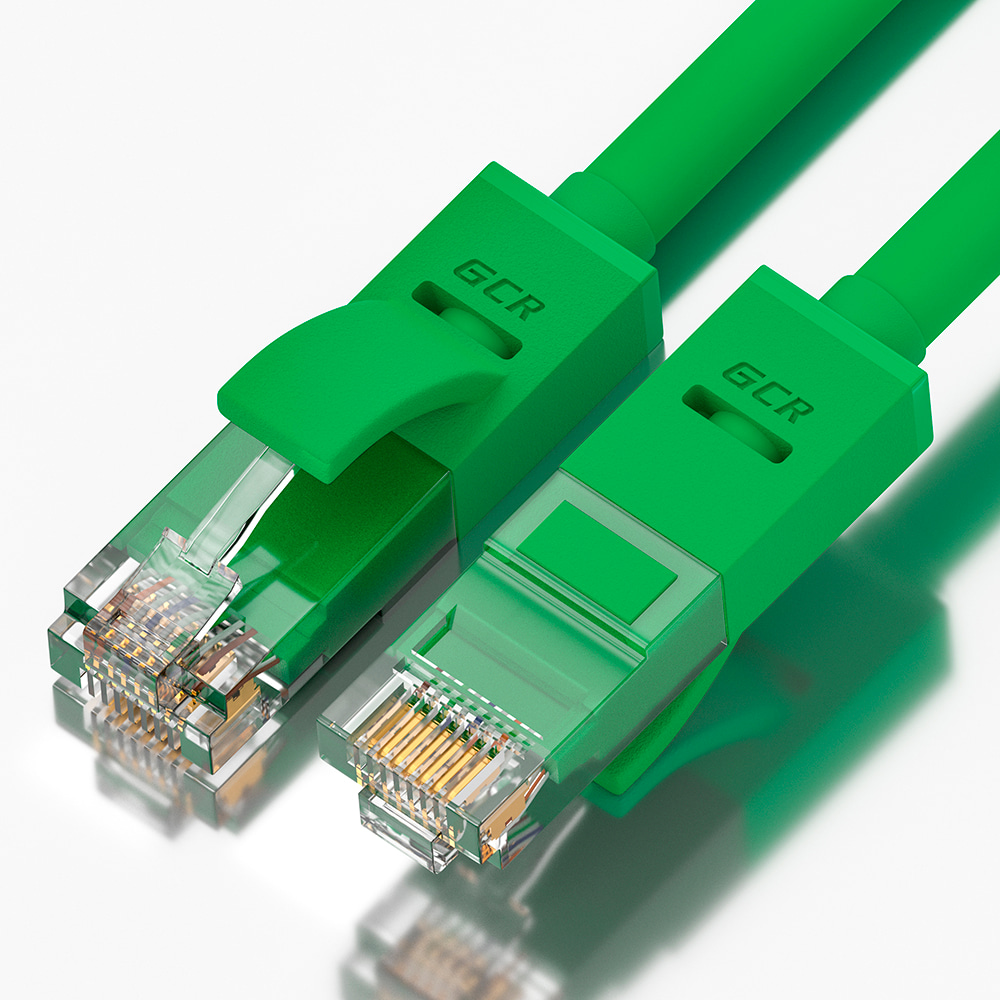 Патч-корд UTP кат.5e, 0.5м, RJ45-RJ45, зеленый, Greenconnect (GCR-LNC05-0.5m)