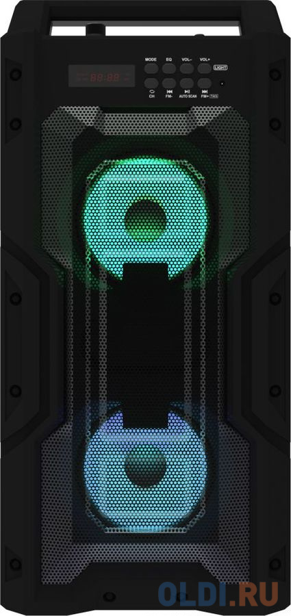 RITMIX SP-830B black {дисплей LED, эквалайзер, RGB-подсветка, до 8 часов, микрофонный вход Jack 6,3 мм, 1800 мАч, 7.4 В, microUSB DC 5В 2A, пластик, ч