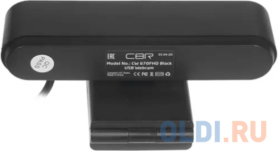 CBR CW 870FHD Black, Веб-камера с матрицей 2 МП, разрешение видео 1920х1080, USB 2.0, встроенный микрофон с шумоподавлением, автофокус, крепление на м