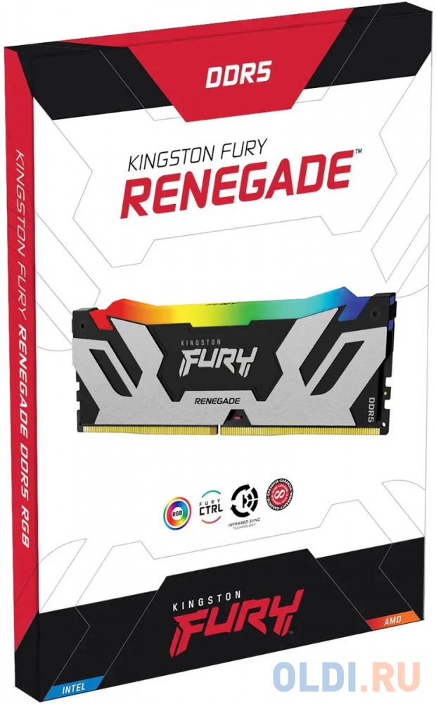 Модуль памяти DDR 5 DIMM 24Gb PC51200, 6400Mhz, Kingston FURY Renegade RGB XMP CL32 (KF564C32RS-24) (retail)