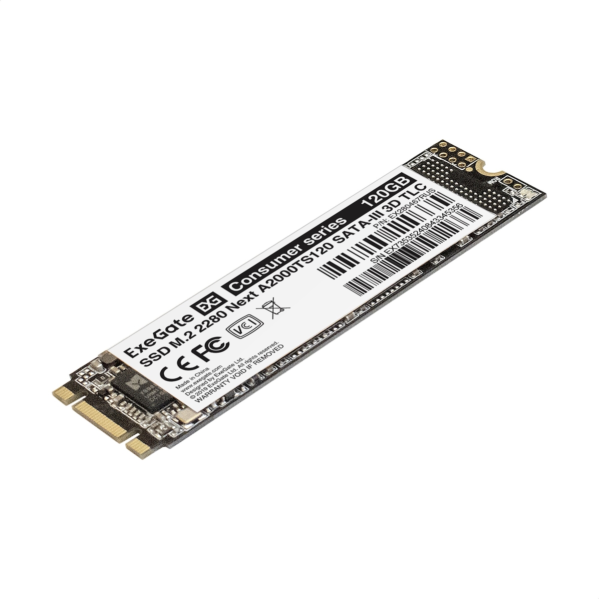 Накопитель SSD Exegate M.2 2280 120GB  Next A2000TS120 (SATA-III, 22x80mm, 3D TLC) (EX280467RUS) в Москвe