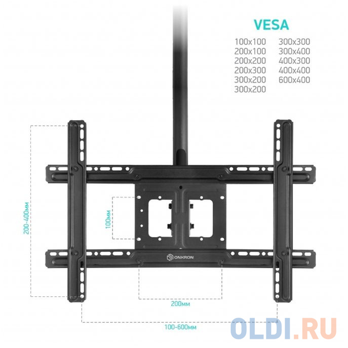 Кронштейн для телевизора Onkron N2L черный 32"-80" макс.68кг потолочный наклон