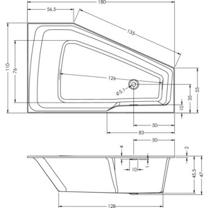 Акриловая ванна Riho Rething Space 180x110 R правая, с ножками (B115001005, 207097)