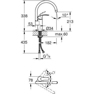 Смеситель для кухни Grohe Eurosmart с высоким изливом (33202DC2)