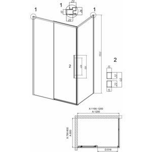 Душевой уголок Grossman Galaxy 120х80 тонированный, черный матовый (120.K33.01.1280.21.10)