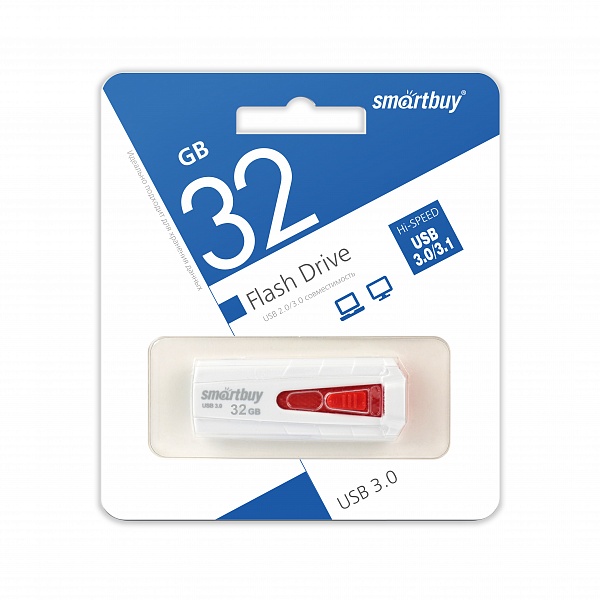 Флешка SmartBuy Iron White-Red 32Gb (SB32GBIR-W3)
