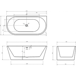 Акриловая ванна Abber 170x80 пристенная, синяя (AB9216-1.7DB)