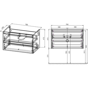 Тумба с раковиной Vincea Luka 80х48 R.Oak, белая раковина (VMC-2L800RO, VCB-13800W)