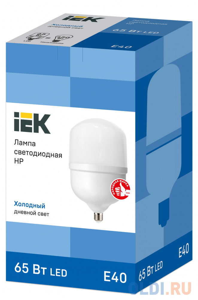 Лампа светодиодная цилиндрическая IEK HP E40 65W 6500K LLE-HP-65-230-65-E40 в Москвe