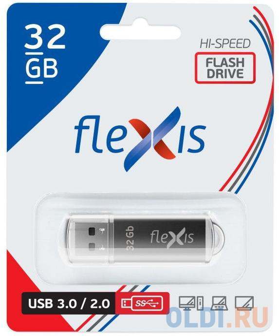 Флэш-драйв Flexis RB-108 3.0, 32 Гб, USB 3.1 gen.1, чёрный в Москвe