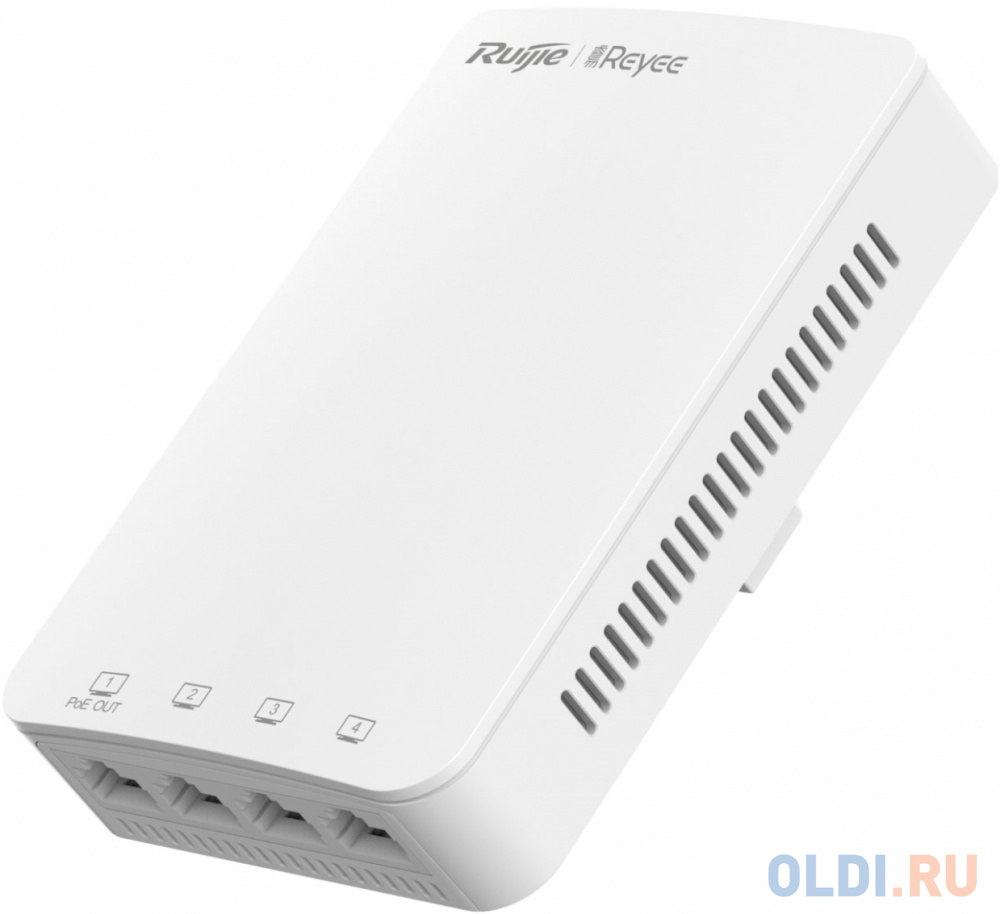 Ruijie Reyee AC1300 Dual Band Wall Access Point, 867Mbps at 5GHz + 400Mbps at 2.4GHz, 4 10/100base-t Ethernet port, 1uplink port, Internal Antennas,su