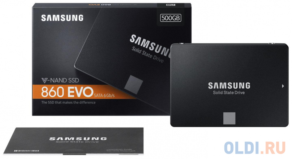 Твердотельный накопитель SSD 2.5" 500 Gb Samsung 860 EVO Read 550Mb/s Write 520Mb/s 3D NAND TLC MZ-76E500BW