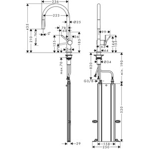 Смеситель для кухни Hansgrohe Talis с выдвижным изливом, хром глянцевый (72801000)