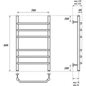 Полотенцесушитель водяной Point П6 500х600 хром (PN07156)