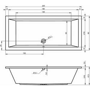 Акриловая ванна Riho Lusso 200x90 с ножками (B016001005, 207095) в Москвe