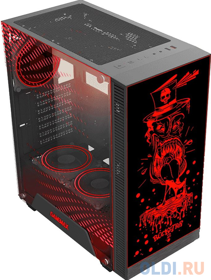 RockStar 2 ATX case, black, w/o PSU, w/1xUSB3.0+1xUSB2.0, w/3x12cm ARGB front fan (GMX-12-DBB fan), w/1x12cm ARGB rear fan (GMX-12-DBB fan)