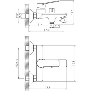 Смеситель для ванны Haiba HB559 хром (HB60559) в Москвe