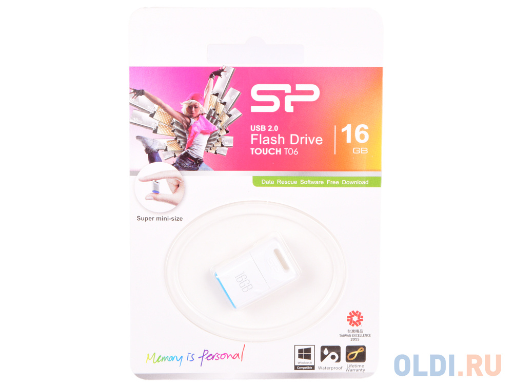 Внешний накопитель 16GB USB Drive <USB 2.0 Silicon Power Touch T06 SP016GBUF2T06V1W белый