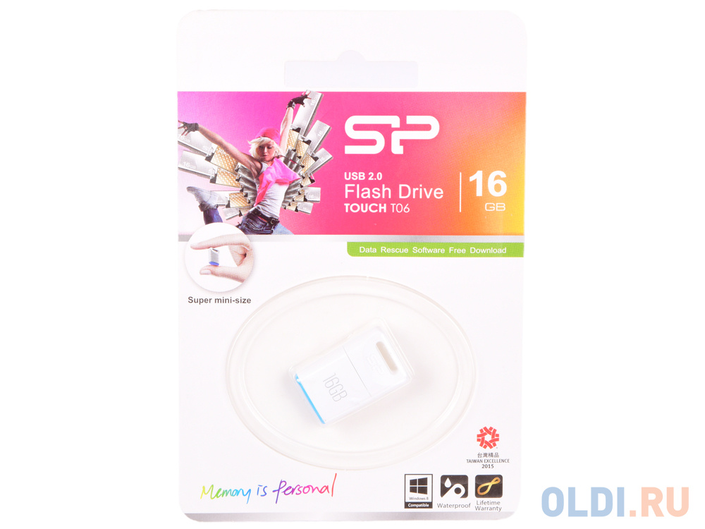 Внешний накопитель 16GB USB Drive <USB 2.0 Silicon Power Touch T06 SP016GBUF2T06V1W белый в Москвe