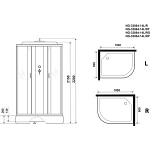 Душевая кабина Niagara NG-33084-14RP 100х80х215 правая