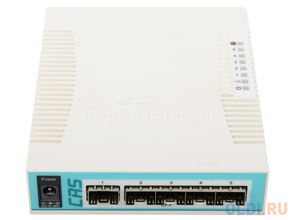 Коммутатор MikroTik CRS106-1C-5S Cloud Router Switch 106-1C-5S with QCA8511 400MHz CPU, 128MB RAM, lx Combo port (Gigabit Ethernet or SFP), 5 x SFP ca