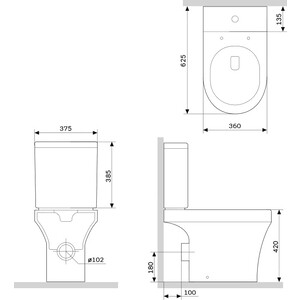 Унитаз-компакт безободковый Damixa Skyline с гигиеническим душем (DX35C8600SC, 211000000)