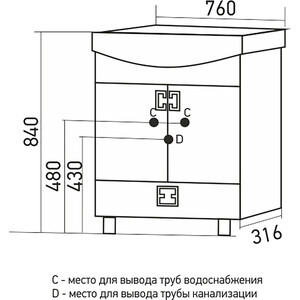 Тумба с раковиной Mixline Квадро-1 75 белая (551698, 4620008197371) в Москвe